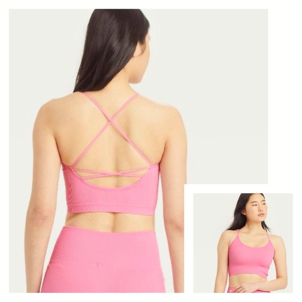 Colsie Ribbed Brami Pink Strappy Womens Bralette XS